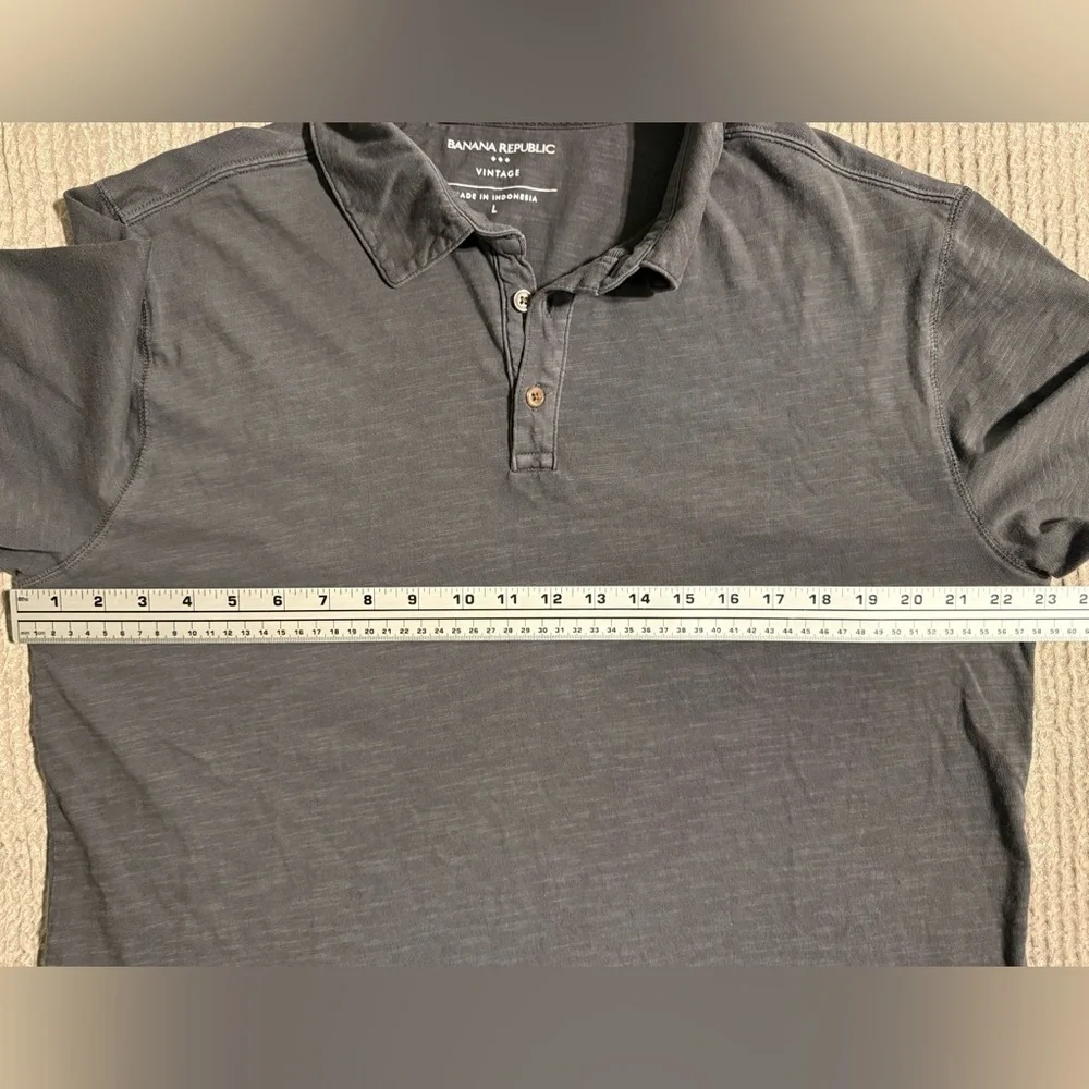 Banana Republic Vintage Polo Shirt Men’s L Gray Slub Cotton Casual 👕